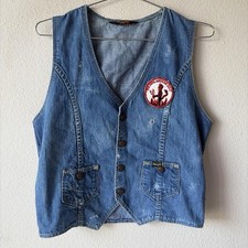Vintage 70 s 80 s Wrangler Denim Vest S/M The Devil Made Me Do It Patch