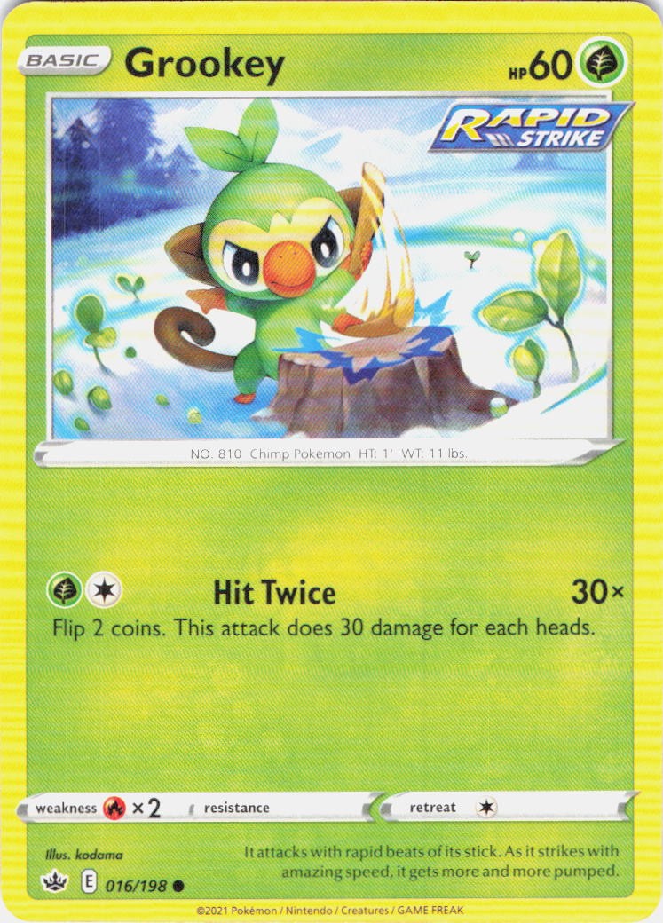 Grookey Chilling Reign 16 Normal Pokemon TCG NM