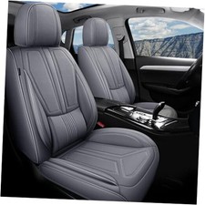 Car Seat Covers Full Set, 5 Seats Nappa Leather Seat Cover for Car, Grey