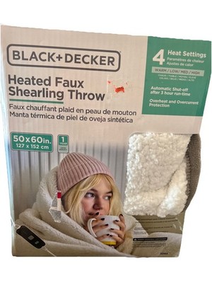 BLACK+DECKER Heated Throw Blanket, 50'' x 60'', Faux Shearling, 4 Heat Settings