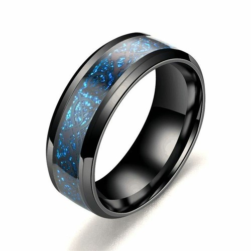 UK Men 8mm Celtic Dragon Ring Women Wedding Titanium Stainless Steel Rings Gift - Picture 10 of 14