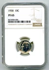 1958 10C ROOSEVELT SILVER PROOF DIME - NGC PF65 COIN