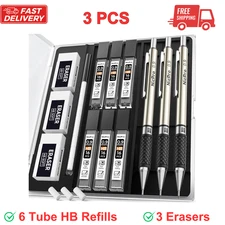 0.9 Mm Metal Mechanical Pencils Set Lead Refill & Erasers, Drafting Pencil Draw