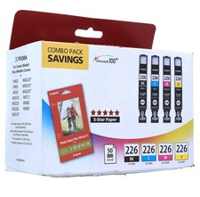 Canon Genuine Ink  Paper Combo pack 226-BK, 226-C, 226-M, 226-Y Ink Cartridges
