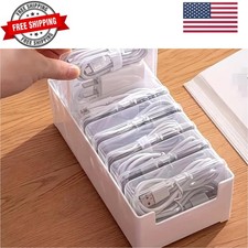 Cable Organizer Storage Box with 7 Wire Ties,Desktop Cable Management Box wit...