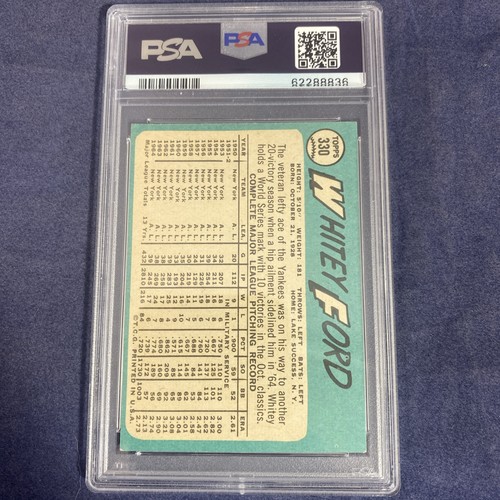 1965 Topps Baseball Whitey Ford PSA 4.5 - #330 - YANKEES - HOF - Picture 4 of 5