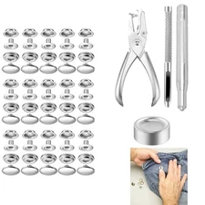 Button Fastener Snap Fastener Kit 204pcs Stainless Steel 1.5cm/0.59 Inches