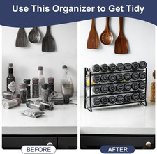 Spice Rack Organizer for Cabinet, Spice Organizer with 28 Empty Spice Jars wi...
