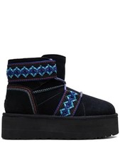 UGG CLASSIC MINI II BRAID PLATFORM BLACK SUEDE WOMEN'S BOOTS US 7 NEW 