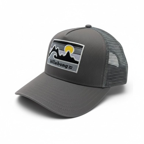 Billabong AW Twill Trucker Hat Charcoal Grey Mesh Adjustable Snapback Cap