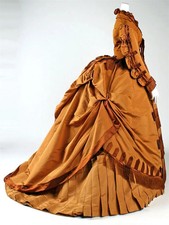 1867s Victorian Orange Pumpkin Ball Gown Civil War Princess Prom Dress Theater