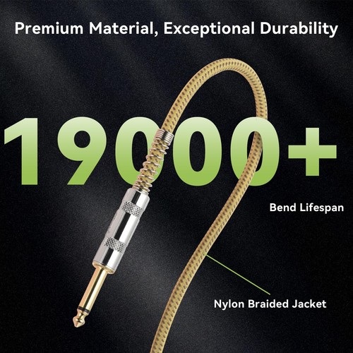 OTraki Guitar Cable 3FT, 2 Pack Straight to Right 3 Feet, Yellow + Brown  - 第 3/7 張圖片