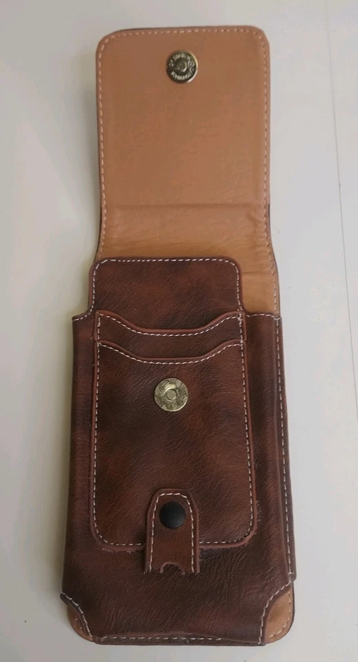 Funda Universal de Cuero para Teléfono Celular con Clip de Metal con Lazo para Cinturón 6.5"×3.5" MARRÓN Foto 2 de 4