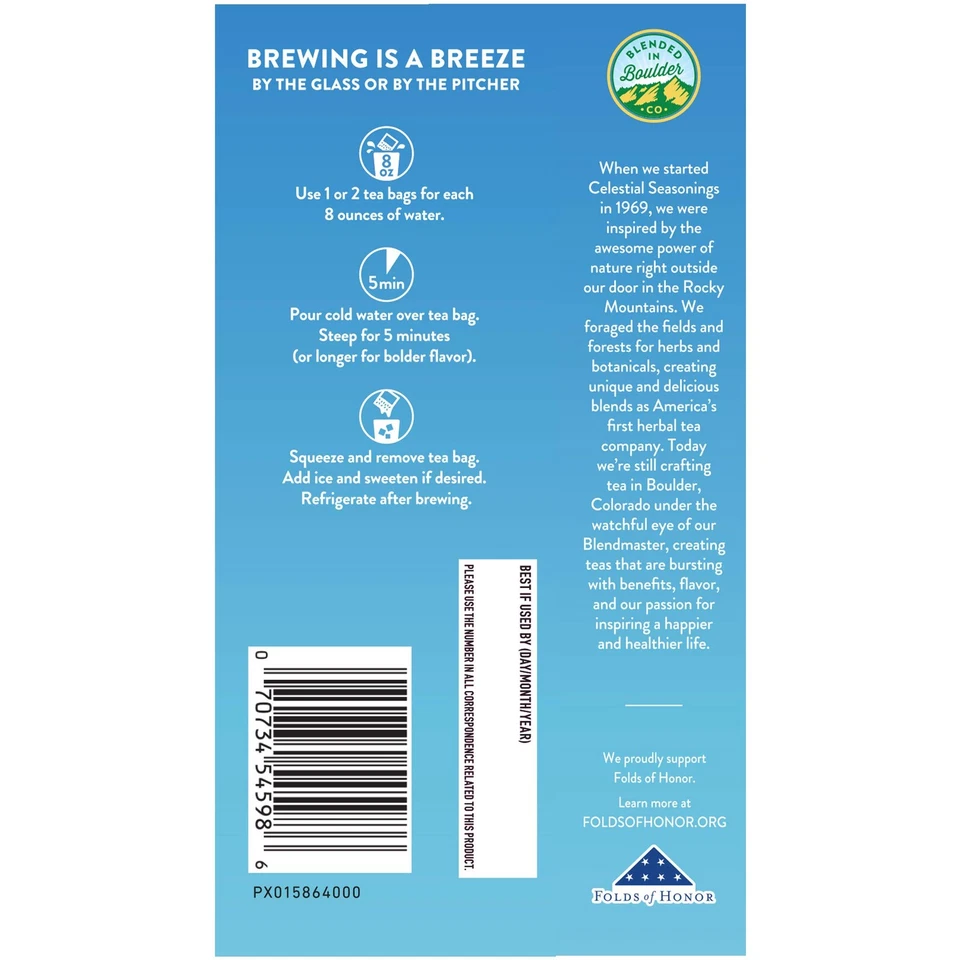 Té de hierbas de arándano rojo blanco preparación en frío 18 unidades bolsas sin cafeína Foto 3 de 4