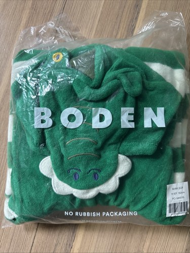 Mini Boden Appliqué Towelling Throw-on, Green/Ivory Crocodile 11-12 Y - Picture 2 of 3