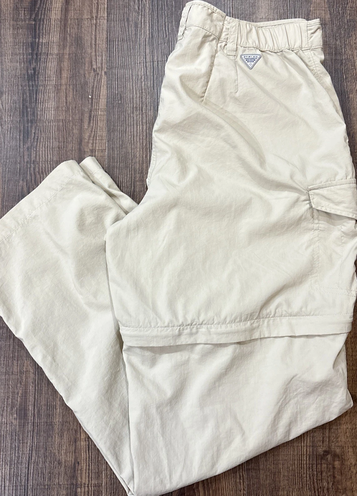 Columbia PFG Convertible Pants Mens L 32x31 Omni-Shade UPF 50 Beige Outdoor Hike