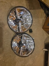 Pair 7" LED Headlight Bulb High Power Chrome Dual Function United Pacific 31391