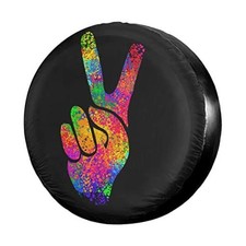 Spare Tire Cover 17"for Diameter 31"-33" Hippie Two Fingers Symbols Peace Sign