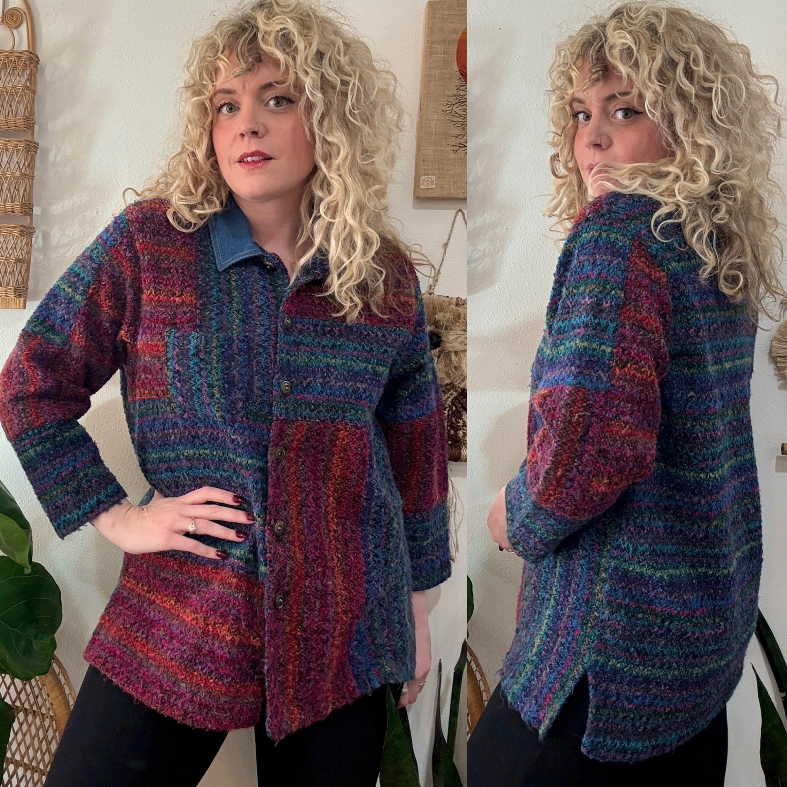 90s Boucle Patchwork Shacket size 16W - image 13