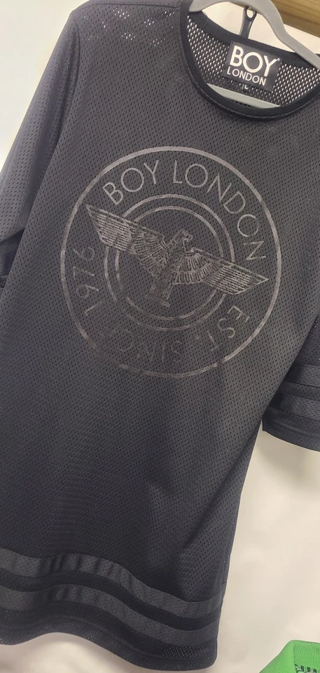  Camisa niño London malla logotipo manga larga negra longitud unisex Foto 3 de 4