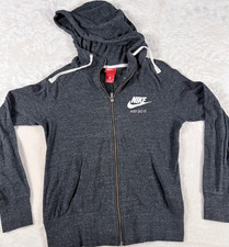 Nike Just Do It Hoodie Full Zip Gray Small Women s Lightweight