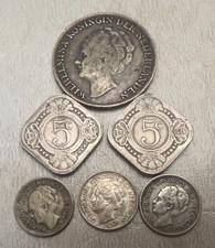 Lot Of 6 Vintage Netherland Silver Coins 1944 Curacao 1G 10 Cent 5 Cent 1/10 G