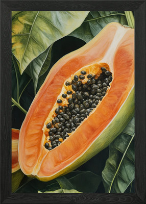 Reife Papaya Gemälde gerahmt Wandbild Poster Leinwanddruck Bild