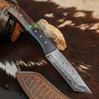8.9" Hunting EDC Damascus Knife Handmade Full Tang Hybrid Handle Leather Sheath — photo 6