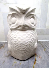 Large White OWL Pitcher Vintage Mid Century USA 370 Art Pottery 8.5" Cottage