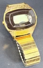 VTG 1970s Gold Plated Digital LCD TIMEX SSQ Mens Large H Cell Watch