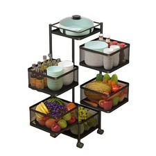 Defekt :Küchenwagen auf Rollen 6 Ablagen drehbar RE92 schwarz