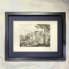 Achille Etna Michallon "Landscape, plate I" CUSTOM FRAMED Art