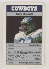 1987 Ace Fact Pack Dallas Cowboys Tony Dorsett HOF 0q3