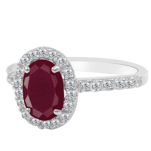 3.10Ct Oval Shape Natural Burmese Red Ruby Women's Ring In 925 Sterling Silver - Picture 3 of 4
