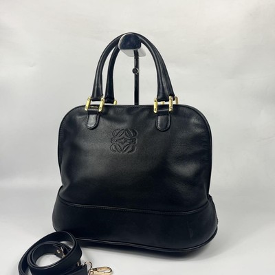 LOEWE Anagram 2way Hand Bag Shoulder Bag Leather Black F/S Used 8191