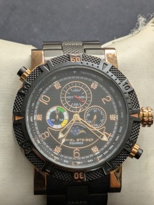 Daniel Steiger Men's Watch DS 7058-DM Swiss Multi-Function Rose Gold 6.9'' Moon  
