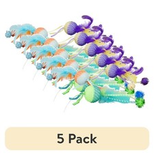 Mesh Feather Ball Cat Toy 5-Pack Assorted Colors for Interactive Play