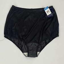 Vtg Vanity Fair Panty Size 9 Black Full Brief Lace Thigh Silky All Nylon 13-801