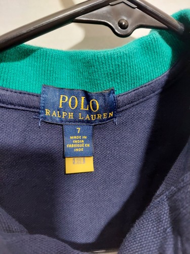 Polo Ralph Lauren Kids Boys Shirt Size 7 Navy Blue Big Pony Red Green Colorblock - Picture 6 of 8