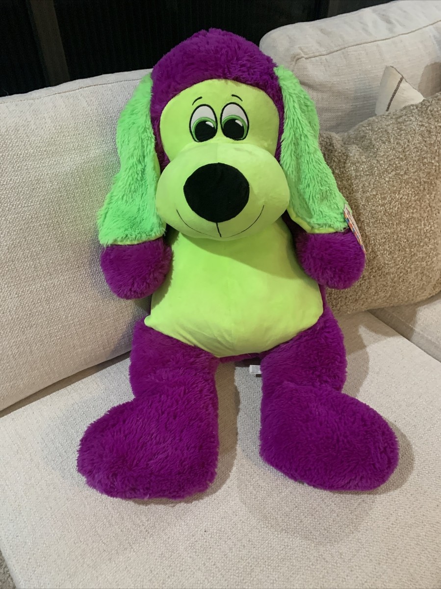 OVERSIZED New 30” BRIGHT Green/Purple DOG Plush Paradise Toy Factory