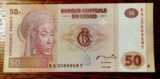WORLD MONEY AFRICA CONGO 50 francs NICE COLLECTIBLE