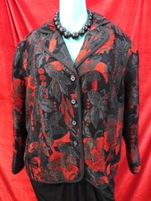 Dress Barn Casual Red & Black Patterned Jacket Size 22w