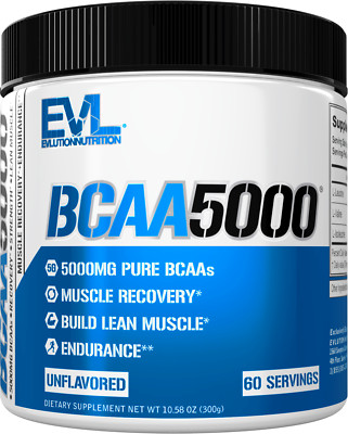Evlution Nutrition BCAA 5000 - Stim Free Pre Workout - Amino Acid - 60 Servings