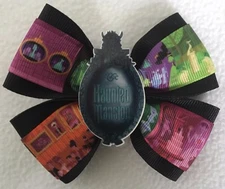 Girls Hair Bow 4" Wide The Haunted Mansion Black Mirror Flatback French Barrette