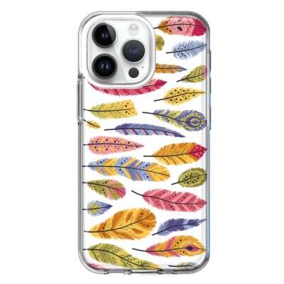 MUNDAZE Case for Apple iPhone 13 Pro Colorful Tribal Feathers
