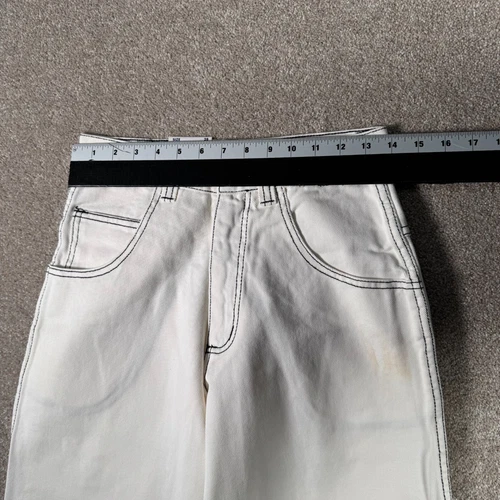 Vintage Y2K Flip Flop Wide Leg Baggy Skater Rave Jeans Men Size 28 Grunge White