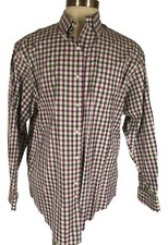 Brooks Brothers Purple Plaid Long Sleeve Cotton Shirt L USA Made