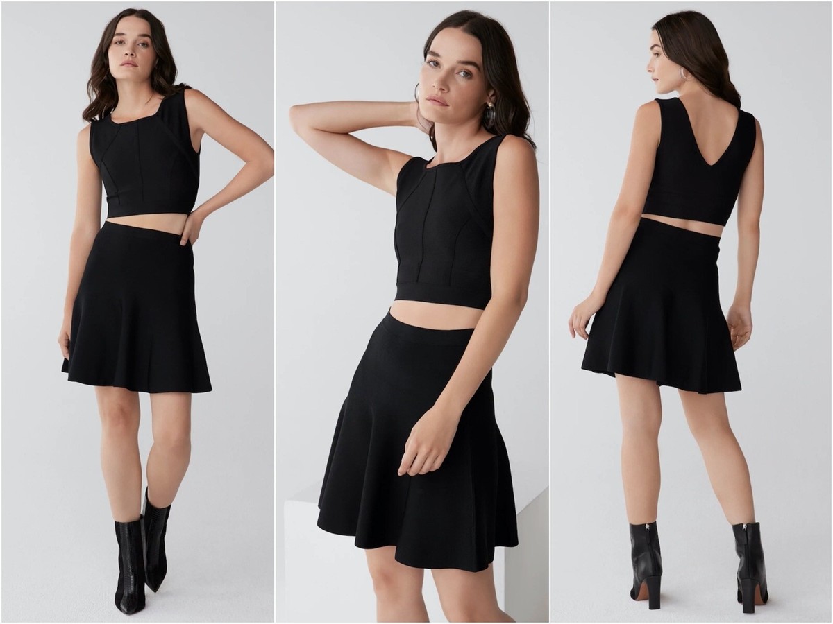 BCBGMAXAZRIA Ingrid A-Line Skirt Black Size M EUC