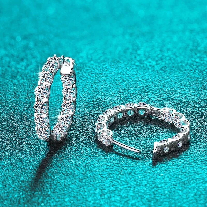 Серьги-кольца 1,3 карата розовое золото бриллиант тестовый проход созданный в лаборатории VVS1/D/отличное состояние - Изображение 4 из 4