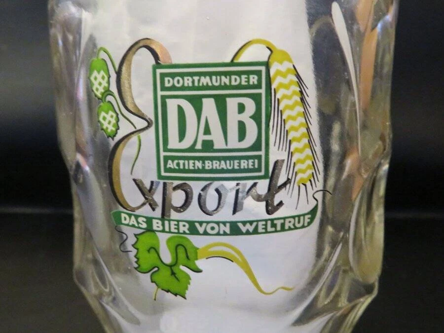 Vintage German DAB Dortmunder Actien Dimpled Glass Beer STEIN Bier Bar Ale Pub